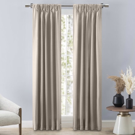 Grasscloth 2-Way Pinch Pleated With Back Tabs Curtain Panel Pair